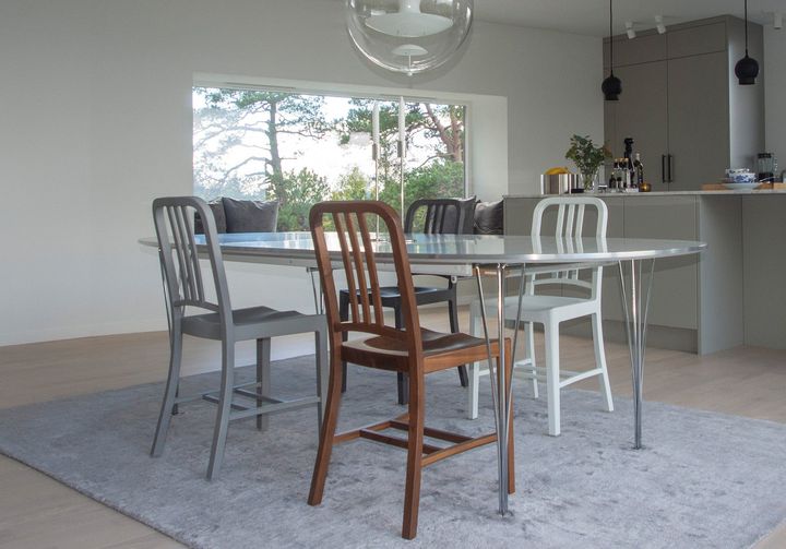 1006 Navy Wood Chair by Emeco, in situ, view 4
