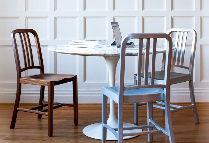 1006 Navy Wood Chair by Emeco, in situ, view 5