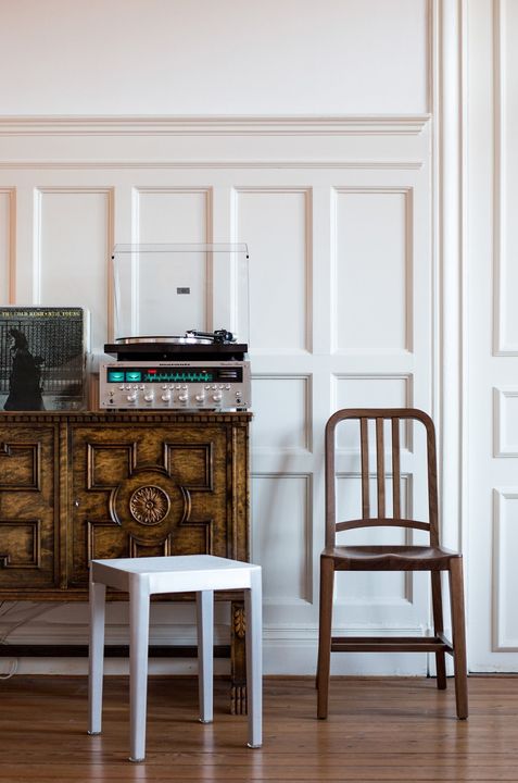 1006 Navy Wood Chair by Emeco, in situ, view 6