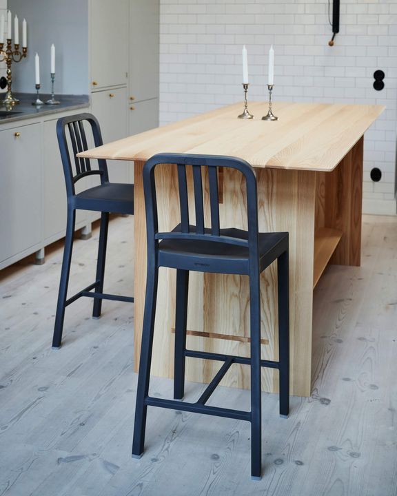 111 Navy Barstool by Emeco, in situ