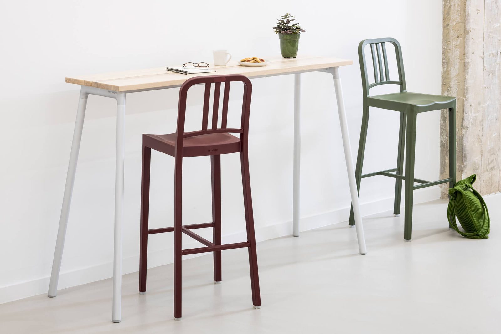 111 Navy Barstool by Emeco, in situ