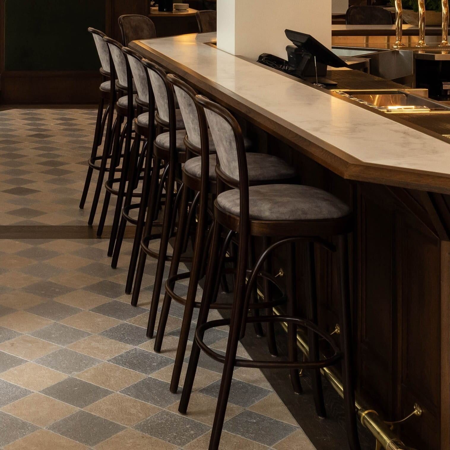 Hoffmann Barstool by Thonet, in situ